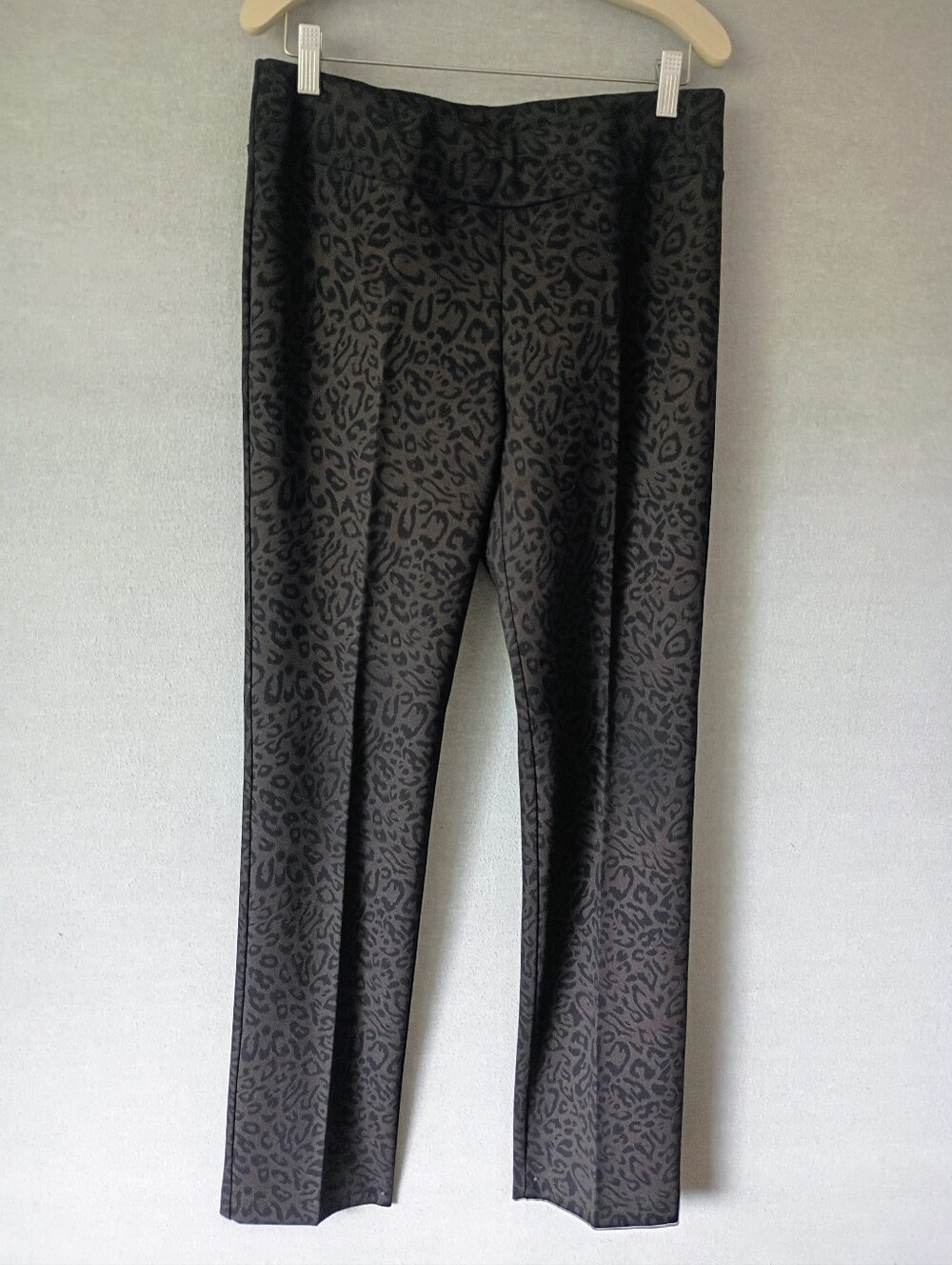 Insight Black and Brown Animal Print Ponte Straight Leg Pull On Pants Size 10